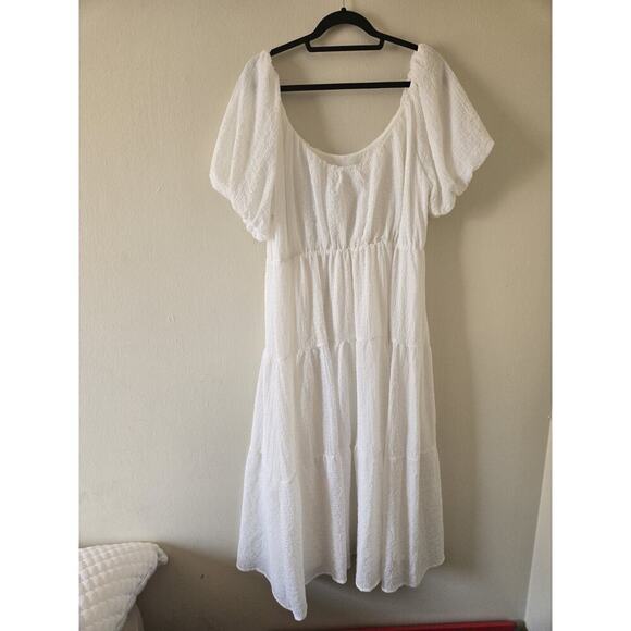 ASTR The Label XL Puff Sleeve Dress White Cottagecore Boho Peasant Bridal Modest - Picture 3 of 9